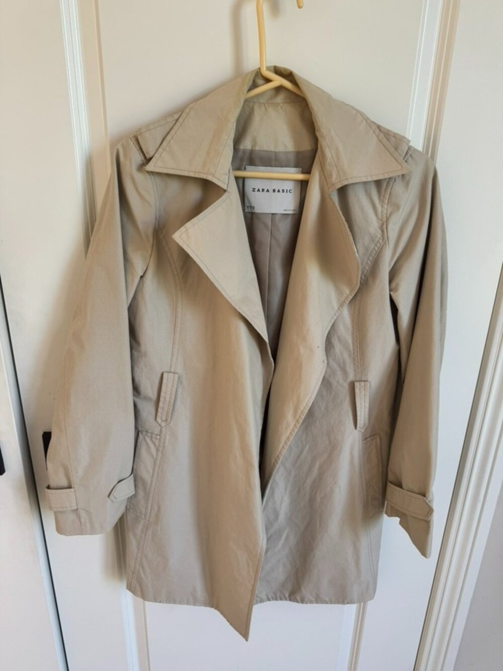 Vintage Zara Basic Beige Trench Coat Jacket Size S Lightweight Classic